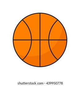 Flat icon basketball ball with shadow. Vector illustration.