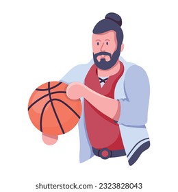 Icono plano del niño de baloncesto 