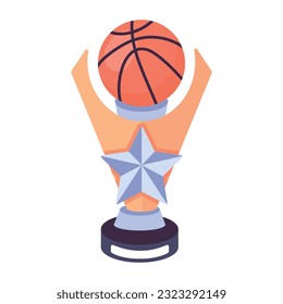 Flat icon of basketball trophy