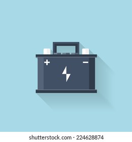 Flat  icon. Battery, accumulator.