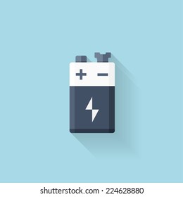 Flat icon. Battery, accumulator.