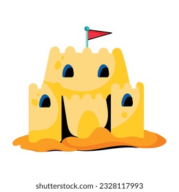 Flat icon of beach castle 