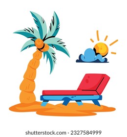 Flat icon of beach chaise 