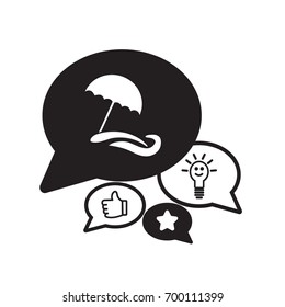 Flat icon. Beach umbrella. Sand and wave. Relax on the beach.