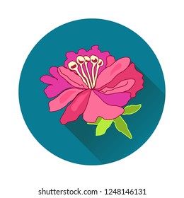 Flat icon of a beautiful flower. Hand-drawn isolated vector illustration.