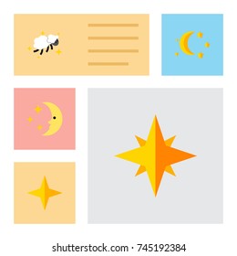 Flat Icon Bedtime Set Of Bedtime, Night, Nighttime And Other Vector Objects. Also Includes Sky, Nighttime, Night Elements.