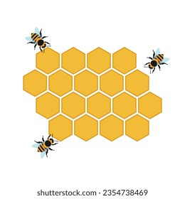 Flat icon beehive honeycomb with bees isolated on white background. Vector illustration.