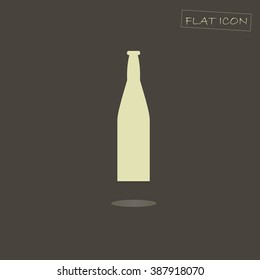 Flat icon of a beer bottle. Light circle on a dark background vector 