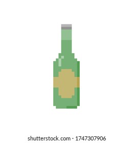 Icono plano de la botella de cerveza. Estilo Pixel de 8 bits