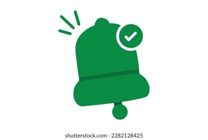 Flat icon bell, notification checkmark 