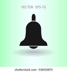 Icono plano de la campana. ilustración vectorial