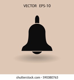 Icono plano de la campana. ilustración vectorial
