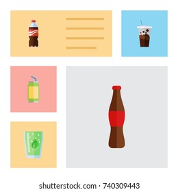 Flat Icon Beverage Set Of Carbonated, Bottle, Drink And Other Vector Objects. Also Includes Drink, Beverage, Carbonated Elements.
