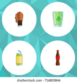 Flat Icon Beverage Set Of Juice, Cup, Drink And Other Vector Objects. Also Includes Cup, Soda, Bottle Elements.