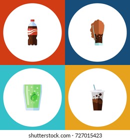 Flat Icon Beverage Set Of Soda, Cup, Carbonated And Other Vector Objects. Also Includes Beverage, Carbonated, Bottle Elements.