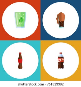 Flat Icon Beverage Set Of Soda, Cup, Juice And Other Vector Objects. Also Includes Lemonade, Cup, Beverage Elements.