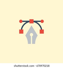 Flat Icon Bezier Curve Element. Vector Illustration Of Flat Icon Writing Isolated On Clean Background. Can Be Used As Pen, Bezier And Curve Symbols.