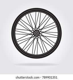 Flat icon of a bike, bicycle wheel, vector silhouette for your design.