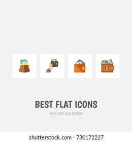 Flat Icon Billfold Set Of Money, Wallet, Pouch And Other Vector Objects. Also Includes Payment, Wallet, Currency Elements.