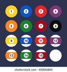 Flat icon billiard balls. Pool balls. Vector illustration.