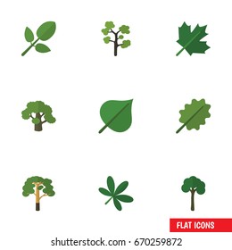 Flat Icon Bio Set Of Wood, Garden, Tree And Other Vector Objects. Also Includes Leaf, Foliage, Alder Elements.
