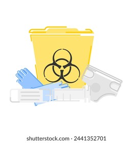 Flaches Symbol des biologisch gefährlichen Abfalls auf isoliertem Hintergrund.