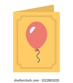 Flat icon of a birthday with balloon icon at the front 