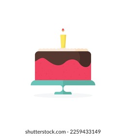 Flat icon birthday cake. Vector illustration