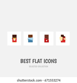 Flat Icon Bitter Set Of Chocolate Bar, Shaped Box, Chocolate And Other Vector Objects. Also Includes Box, Bitter, Shaped Elements.