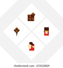 Flat Icon Bitter Set Of Chocolate Bar, Delicious, Shaped Box And Other Vector Objects. Also Includes Box, Delicious, Chocolate Elements.