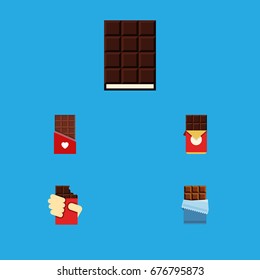 Flat Icon Bitter Set Of Chocolate, Dessert, Shaped Box And Other Vector Objects. Also Includes Box, Shaped, Dessert Elements.