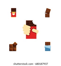 Flat Icon Bitter Set Of Bitter, Chocolate Bar, Shaped Box And Other Vector Objects. Also Includes Chocolate, Delicious, Wrapper Elements.