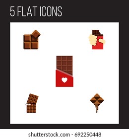 Flat Icon Bitter Set Of Chocolate, Shaped Box, Delicious And Other Vector Objects. Also Includes Cocoa, Delicious, Chocolate Elements.