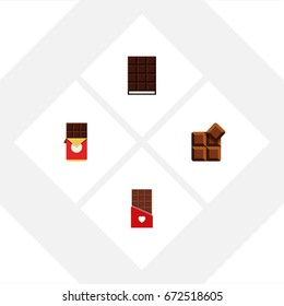 Flat Icon Bitter Set Of Cocoa, Dessert, Chocolate And Other Vector Objects. Also Includes Bitter, Wrapper, Cocoa Elements.