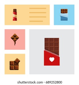 Flat Icon Bitter Set Of Delicious, Sweet, Chocolate And Other Vector Objects. Also Includes Bitter, Cocoa, Sweet Elements.