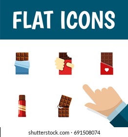 Flat Icon Bitter Set Of Shaped Box, Sweet, Wrapper And Other Vector Objects. Also Includes Shaped, Chocolate, Wrapper Elements.