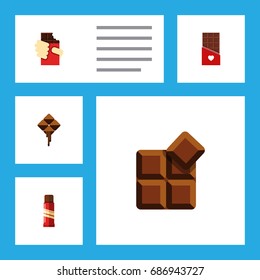 Flat Icon Bitter Set Of Sweet, Chocolate, Cocoa And Other Vector Objects. Also Includes Sweet, Chocolate, Box Elements.