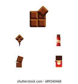 Flat Icon Bitter Set Of Sweet, Wrapper, Cocoa And Other Vector Objects. Also Includes Dessert, Shaped, Confection Elements.