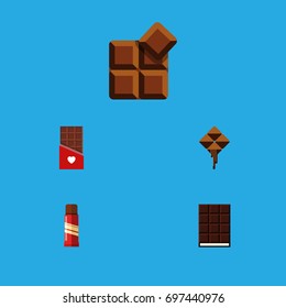 Flat Icon Bitter Set Of Sweet, Cocoa, Delicious And Other Vector Objects. Also Includes Wrapper, Cocoa, Delicious Elements.