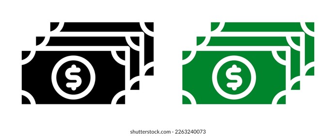 flaches Icon schwarz und grün Dollar, Vektorgrafik.