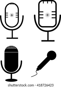 Flat icon black microphone, Vector icon