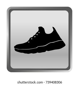 Flat icon black. Sneakers on a grey background. Vrctor icons.