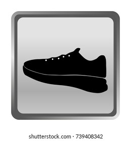 Flat icon black. Sneakers on a grey background. Illustration