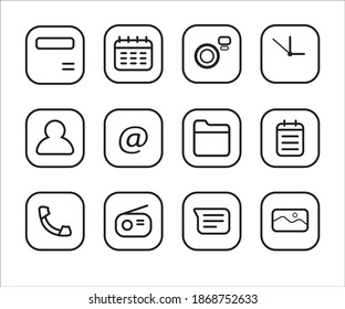 Flat Icon black and white for phone vector illustration