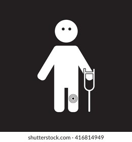 flat icon in black and white  style man knee pain 