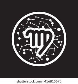 flat icon in black and white  style Zodiac signs Virgo  