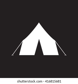 flat icon in black and white  style camp tourist tent 