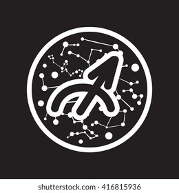 flat icon in black and white  style Zodiac sign Sagittarius