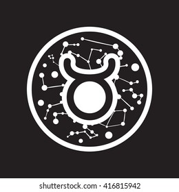 flat icon in black and white  style zodiac sign Taurus  