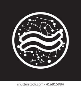 flat icon in black and white  style element zodiac Aquarius 